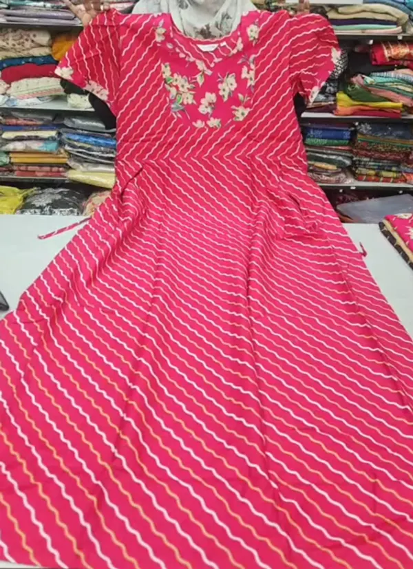 Premium Cotton Frock Style Nighty with Adjustable Rope & Side Pocket |NT3627